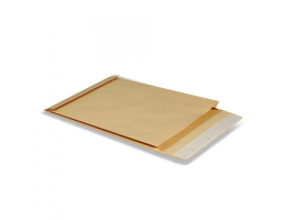 Конверт-пакет С4 объемный (229х324х40 мм), до 250 листов, крафт-бумага, отрывная полоса, 381227