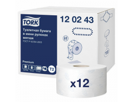 Бумага туалетная 170 метров, TORK (Система T2) PREMIUM, 2-слойная, белая, КОМПЛЕКТ 12 рулонов, 120243