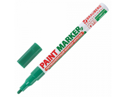 Маркер-краска лаковый (paint marker) 2 мм, ЗЕЛЕНЫЙ, БЕЗ КСИЛОЛА (без запаха), алюминий, BRAUBERG PROFESSIONAL, 150870