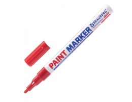 Маркер-краска лаковый (paint marker) 2 мм, КРАСНЫЙ, НИТРО-ОСНОВА, алюминиевый корпус, BRAUBERG PROFESSIONAL PLUS, 151440