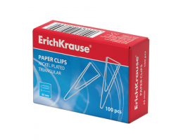 Скрепки ERICH KRAUSE, 25 мм, металлические, треугольные, 100 штук, в картонной коробке, 24869