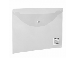 Папка-конверт с кнопкой STAFF, А4, до 100 листов, прозрачная, 0,12 мм, 225173