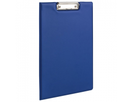 Папка-планшет ОФИСМАГ, А4 (340х240 мм), с прижимом и крышкой, картон/ПВХ, РОССИЯ, синяя, 225983