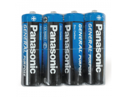 Батарейки КОМПЛЕКТ 4 шт., PANASONIC AA R6 (316), солевые, пальчиковые, в пленке, 1.5 В
