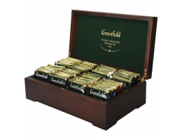 Чай GREENFIELD ассорти 8 вкусов в деревянной шкатулке, НАБОР 96 пакетиков, 0463-10